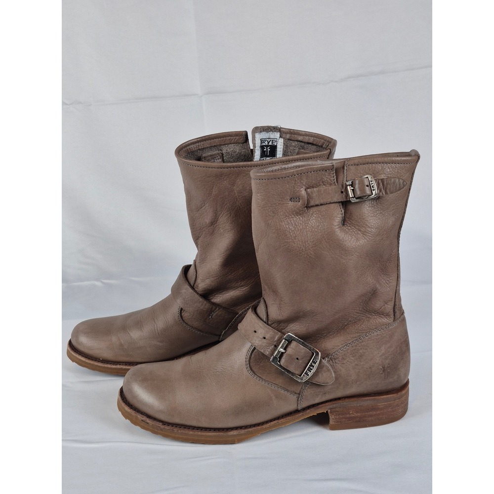 Frye‎ 9.5 B Women's Engineer Harness Moto Biker Riding Leather Boots USATaupe